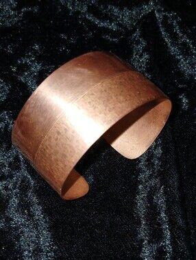Vintage Hammered Copper Cuff Bracelet - Wide Statement Bangle